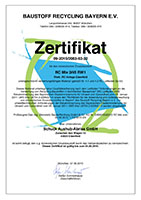 Verschiedene Baustoffe sind vom Baustoff Recycling Bayern Verband zertifiziert